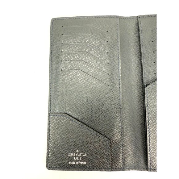 LOUIS VUITTON Taiga Brazza Long Bifold Dark Blue Leather Wallet - Picture 5 of 9